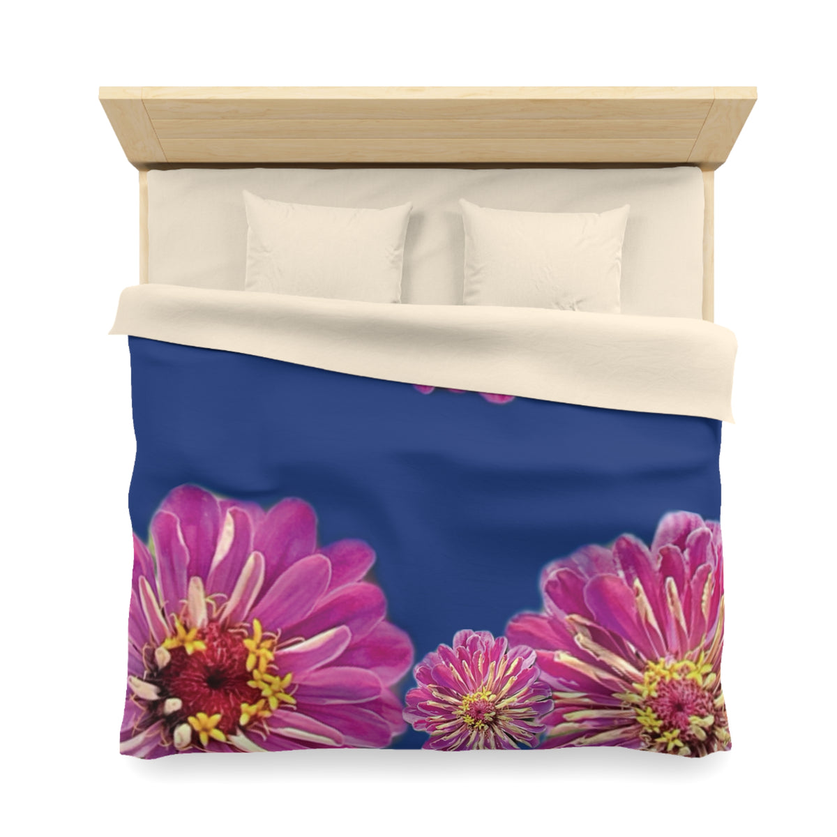 Dramatic Zinnia's In Blue Duvet Cover - Microfiber