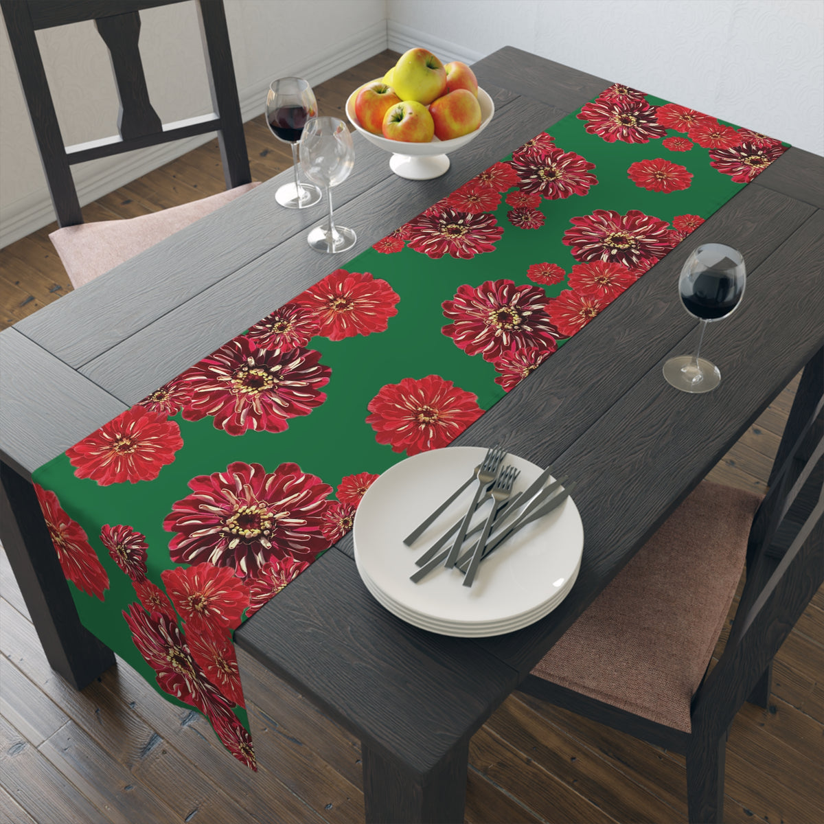 Festive Elegance Table Runner - Green