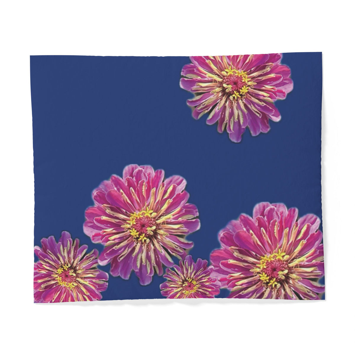Dramatic Zinnia's In Blue Duvet Cover - Cotton