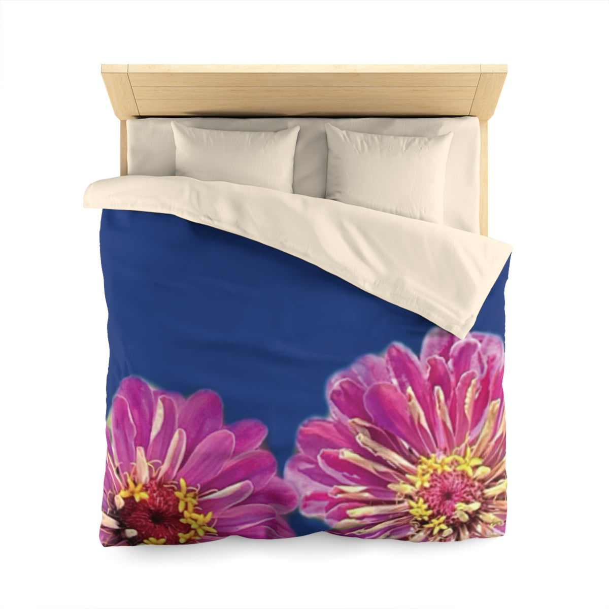 Dramatic Zinnia's In Blue Duvet Cover - Microfiber