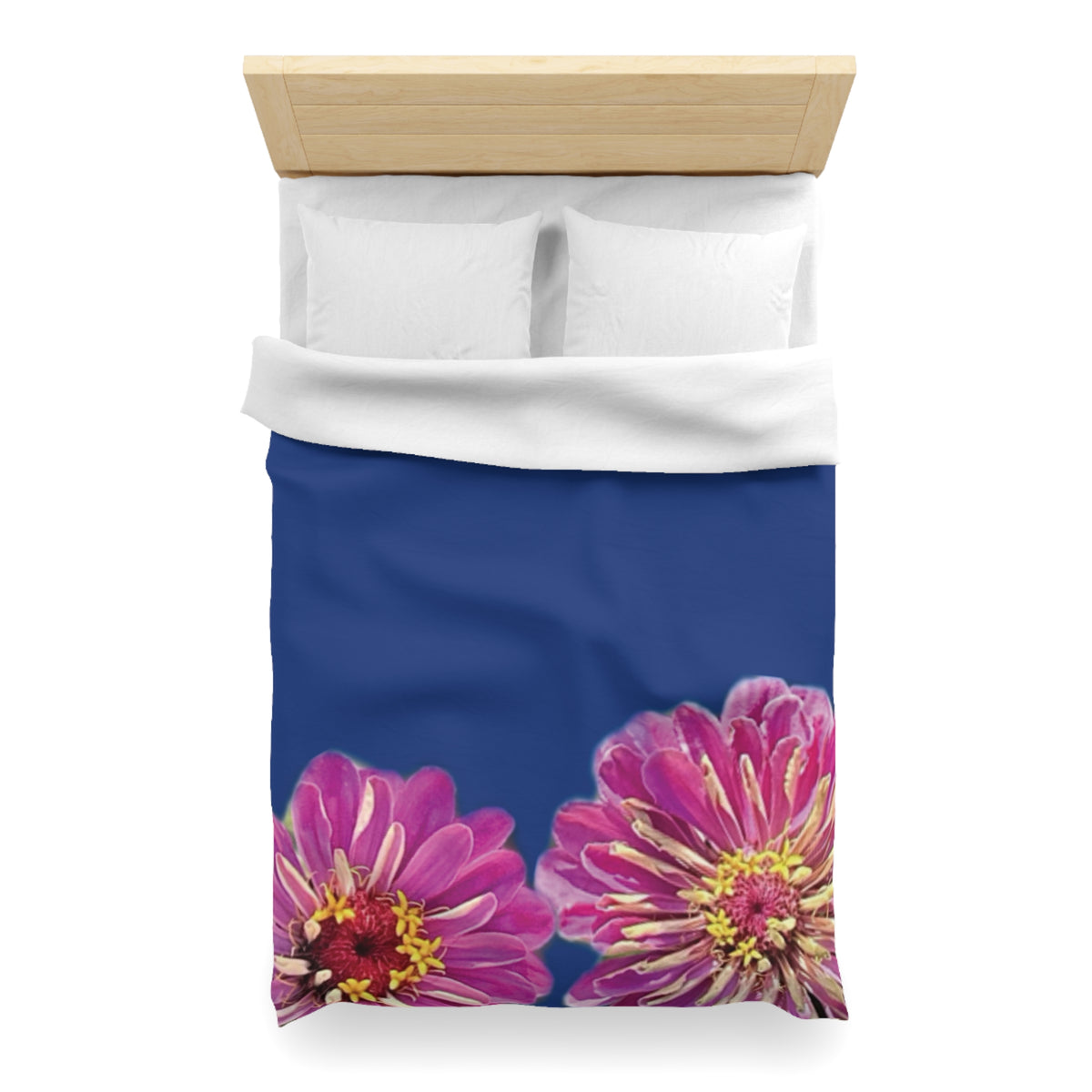 Dramatic Zinnia's In Blue Duvet Cover - Microfiber