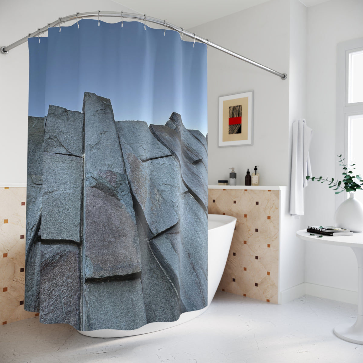 Stone Wall At Twilight Shower Curtain