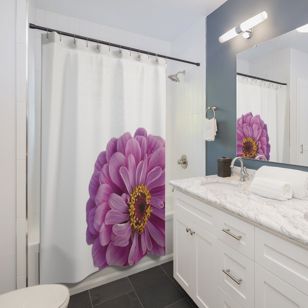 Happy Little Zinnia Shower Curtain