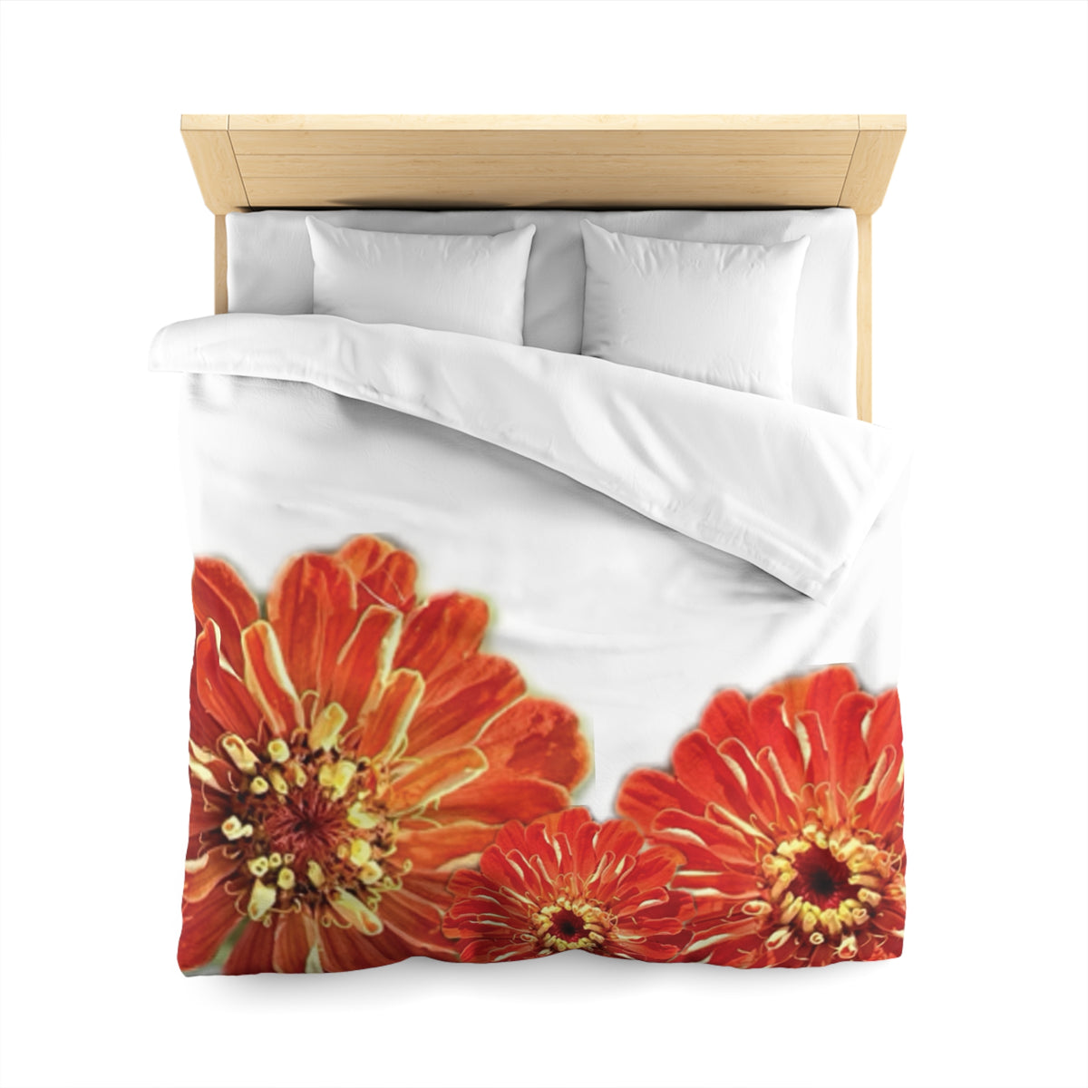 Zinnias In Fire Orange Duvet Cover - Microfiber Duvet Cover - Microfiber