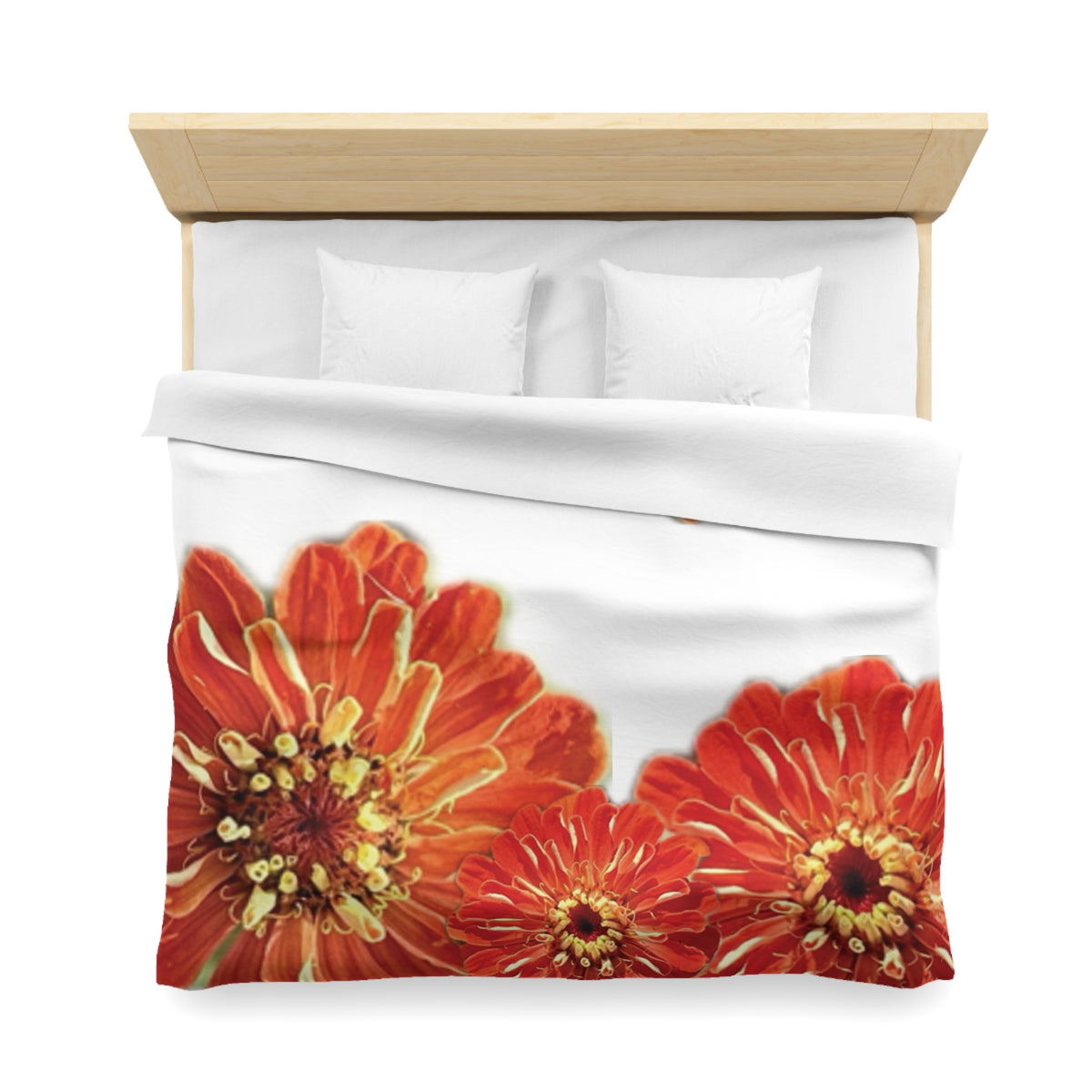 Zinnias In Fire Orange Duvet Cover - Microfiber Duvet Cover - Microfiber