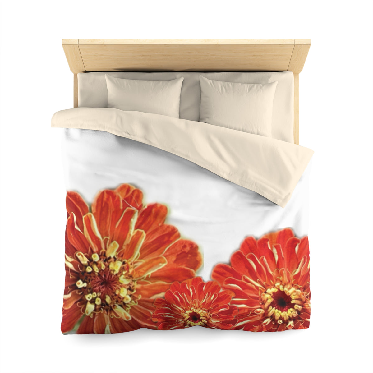 Zinnias In Fire Orange Duvet Cover - Microfiber Duvet Cover - Microfiber