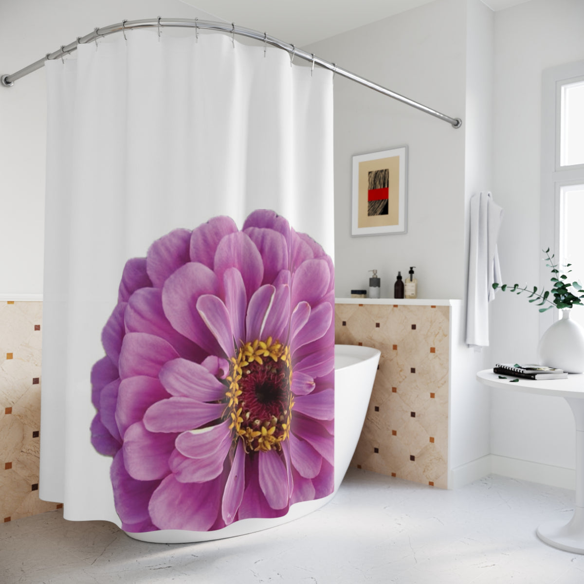 Happy Little Zinnia Shower Curtain