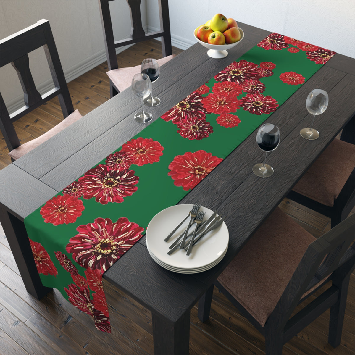 Festive Elegance Table Runner - Green