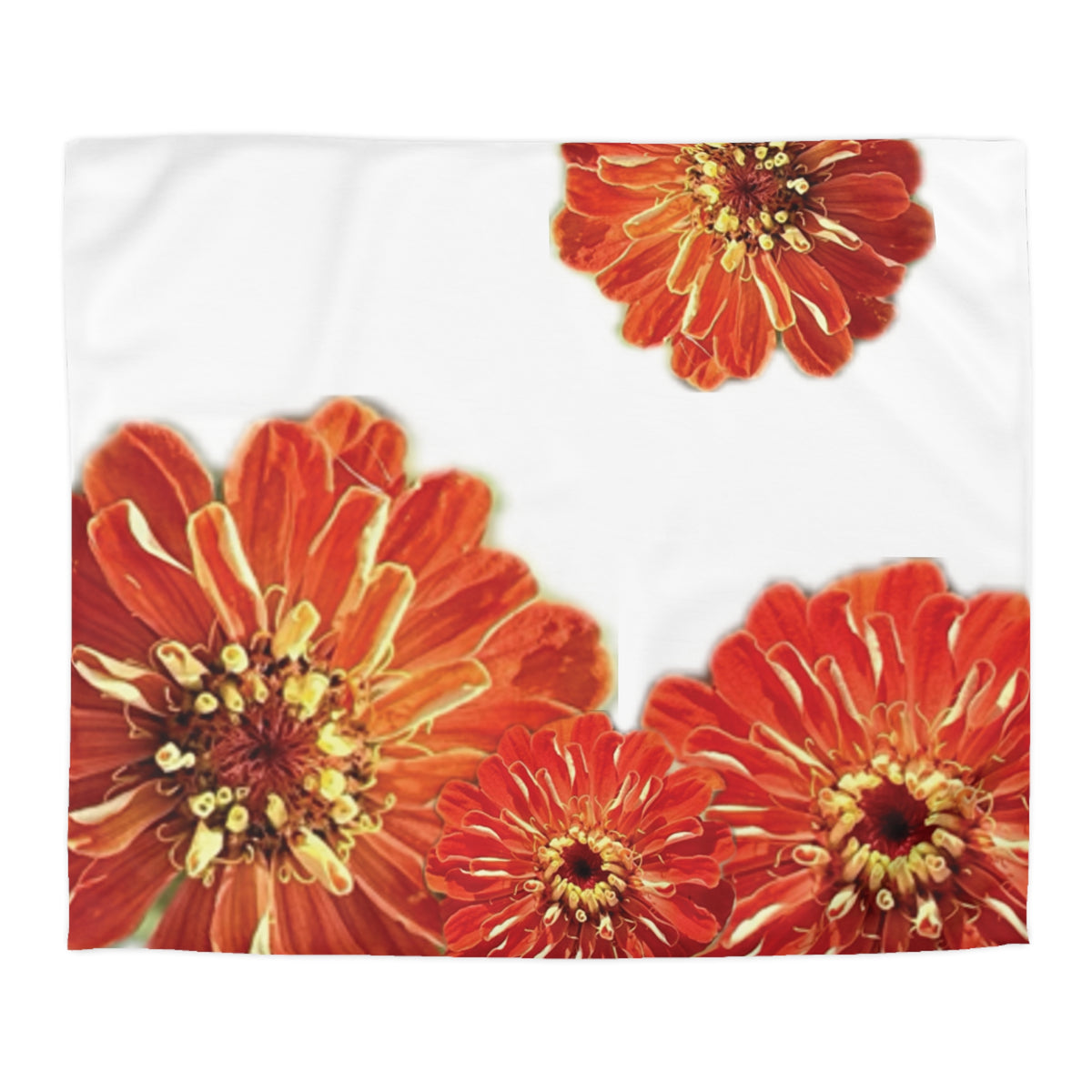 Zinnias In Fire Orange Duvet Cover - Microfiber Duvet Cover - Microfiber