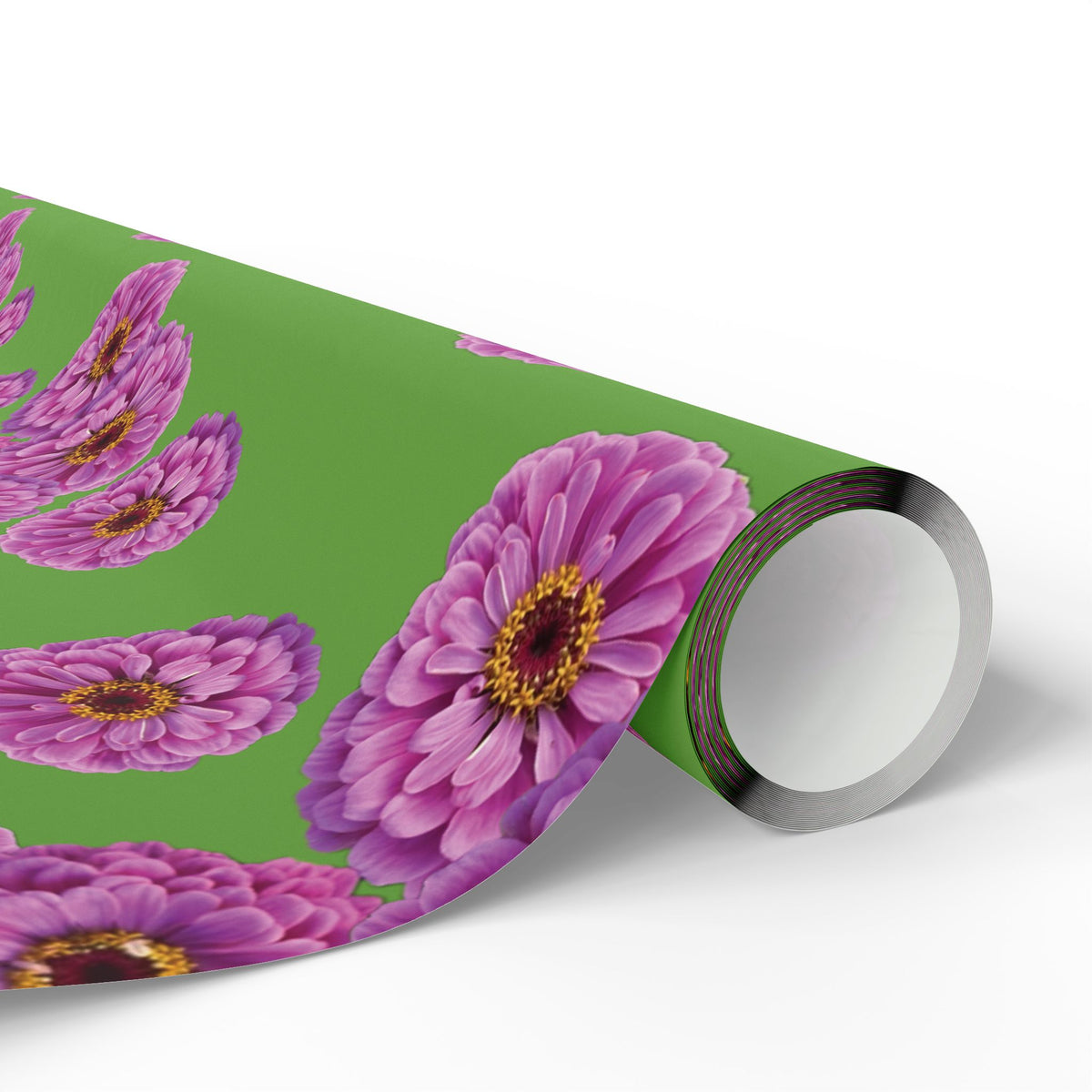 Happy Little Zinnia Wrapping Paper - Green
