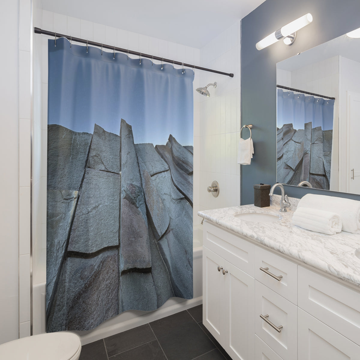 Stone Wall At Twilight Shower Curtain