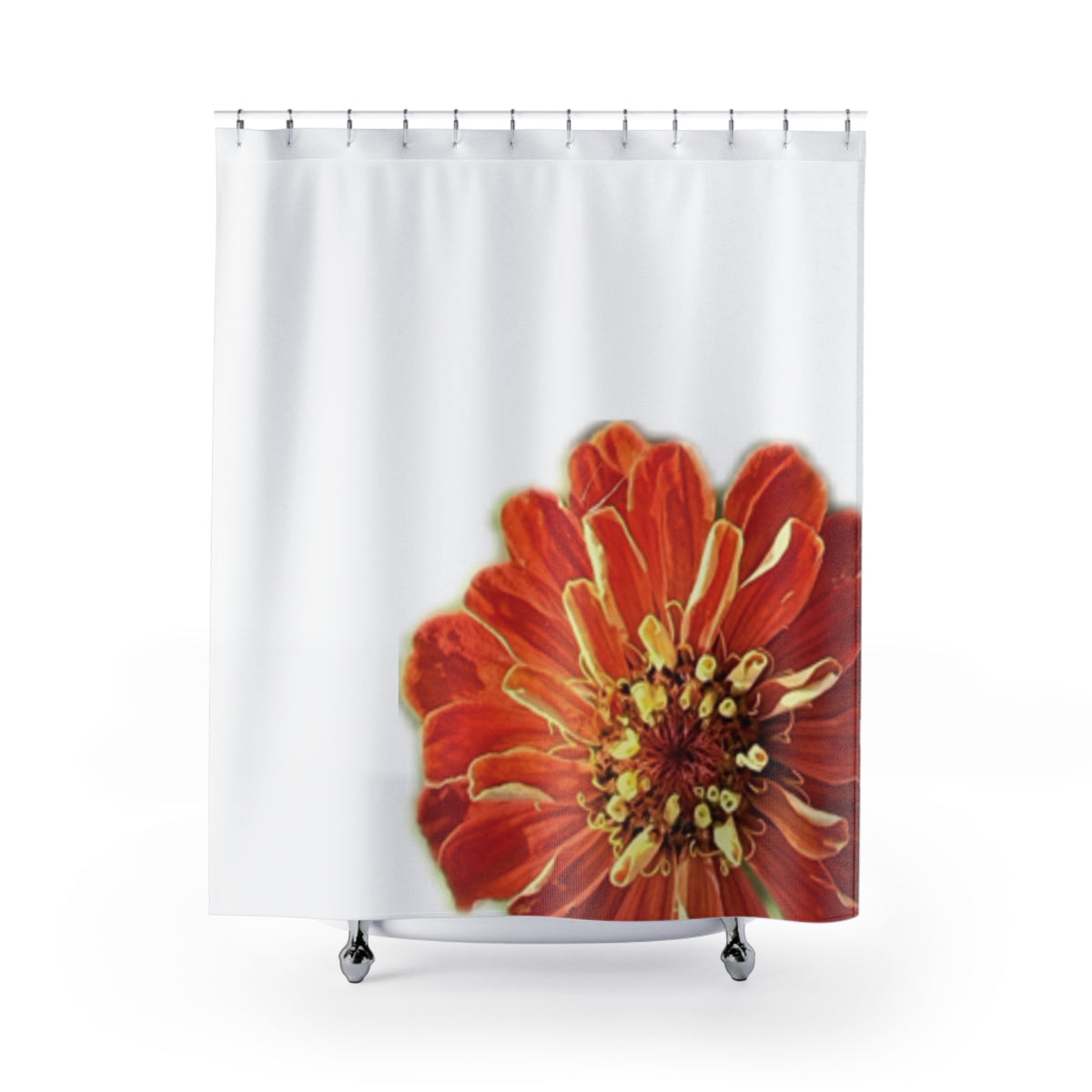 Zinnias In Fire Orange - Shower Curtain