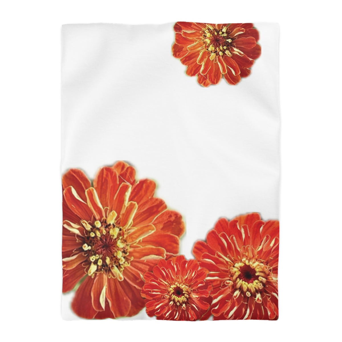 Zinnias In Fire Orange Duvet Cover - Microfiber Duvet Cover - Microfiber