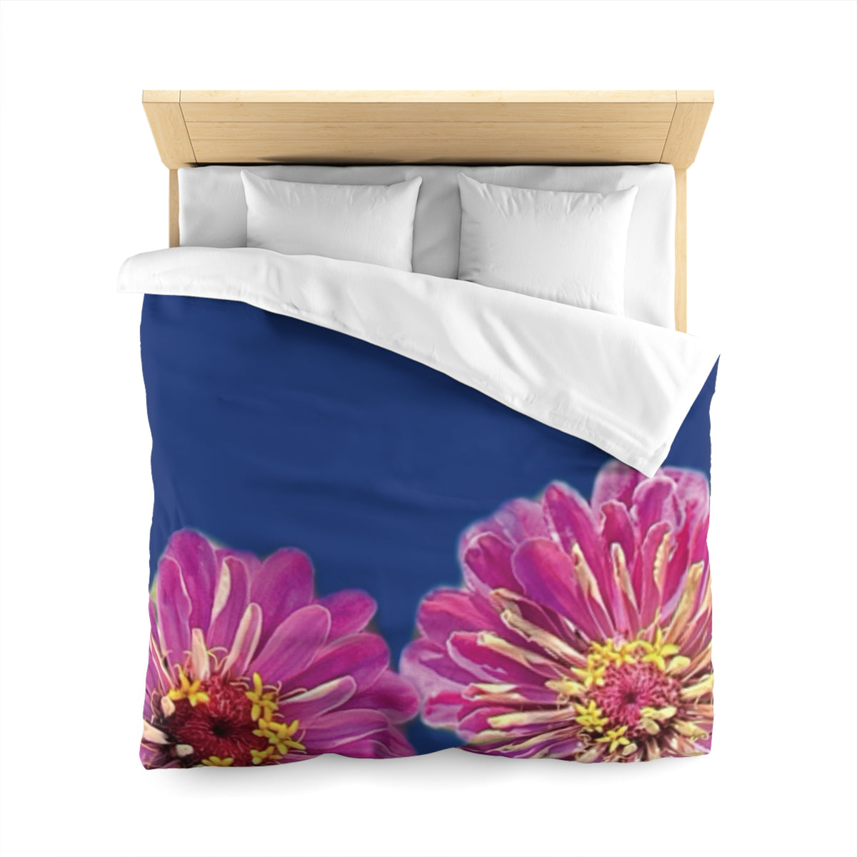Dramatic Zinnia's In Blue Duvet Cover - Microfiber