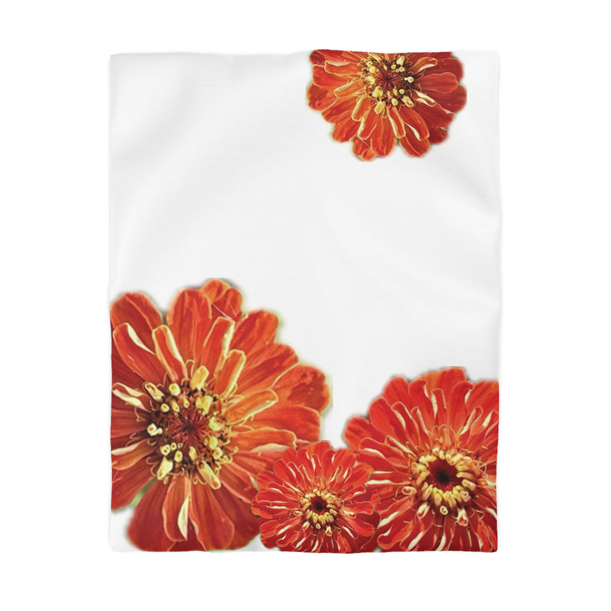 Zinnias In Fire Orange Duvet Cover - Microfiber Duvet Cover - Microfiber