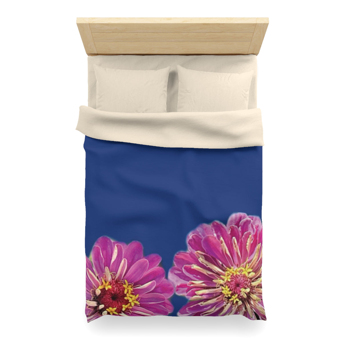 Dramatic Zinnia's In Blue Duvet Cover - Microfiber
