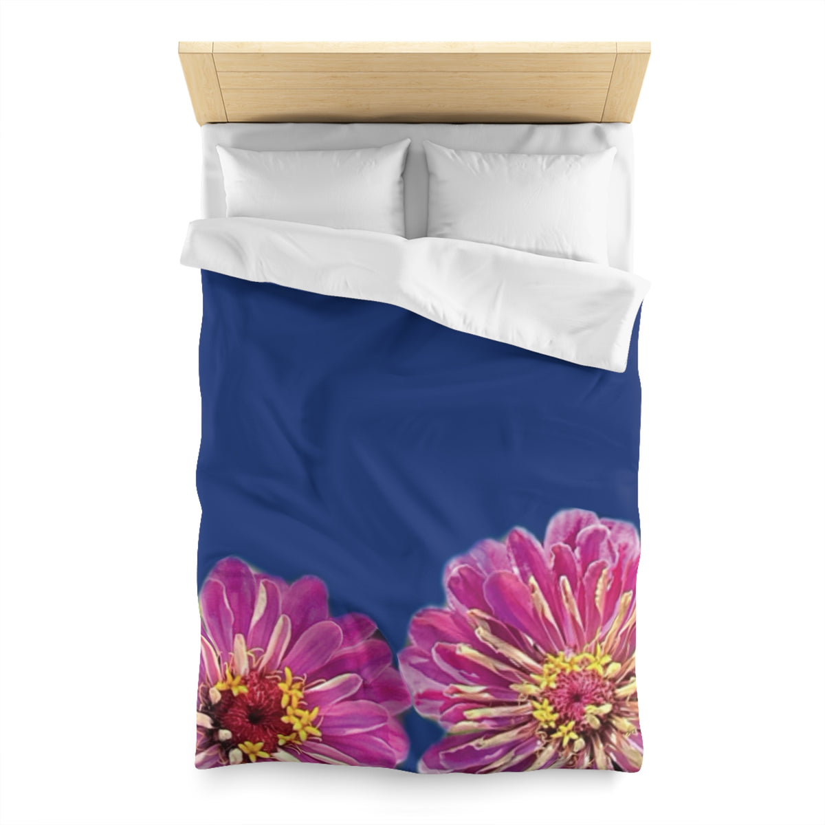 Dramatic Zinnia's In Blue Duvet Cover - Microfiber
