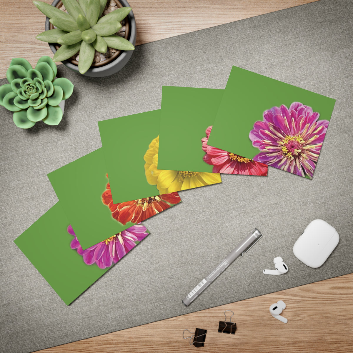 Zinnias In Full Bloom Greeting Cards (5-Pack)