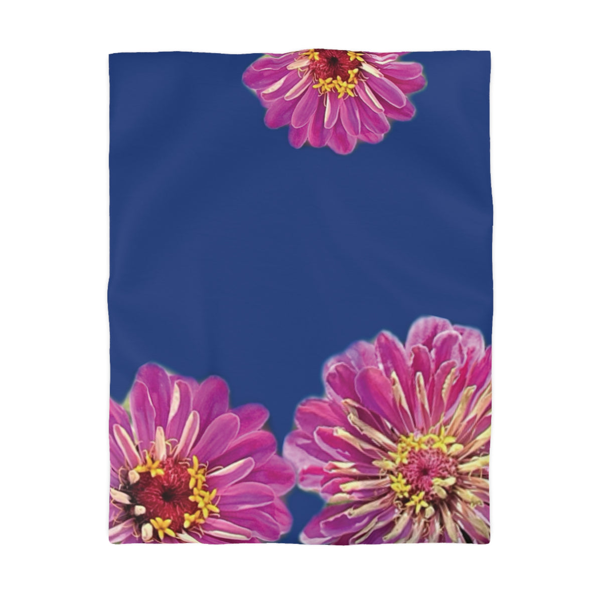 Dramatic Zinnia's In Blue Duvet Cover - Microfiber