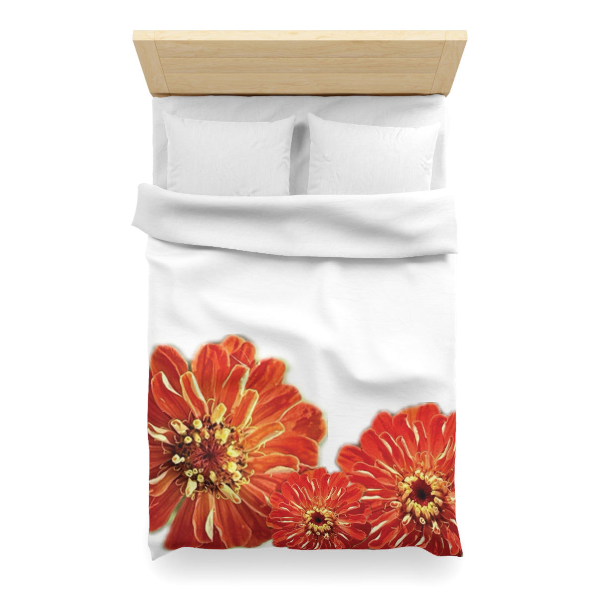 Zinnias In Fire Orange Duvet Cover - Microfiber Duvet Cover - Microfiber