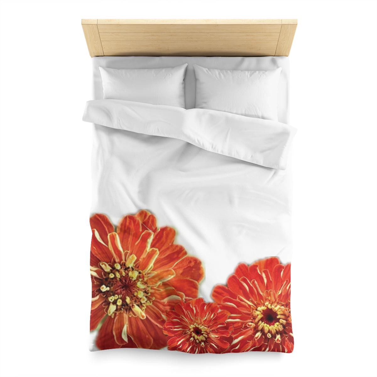 Zinnias In Fire Orange Duvet Cover - Microfiber Duvet Cover - Microfiber