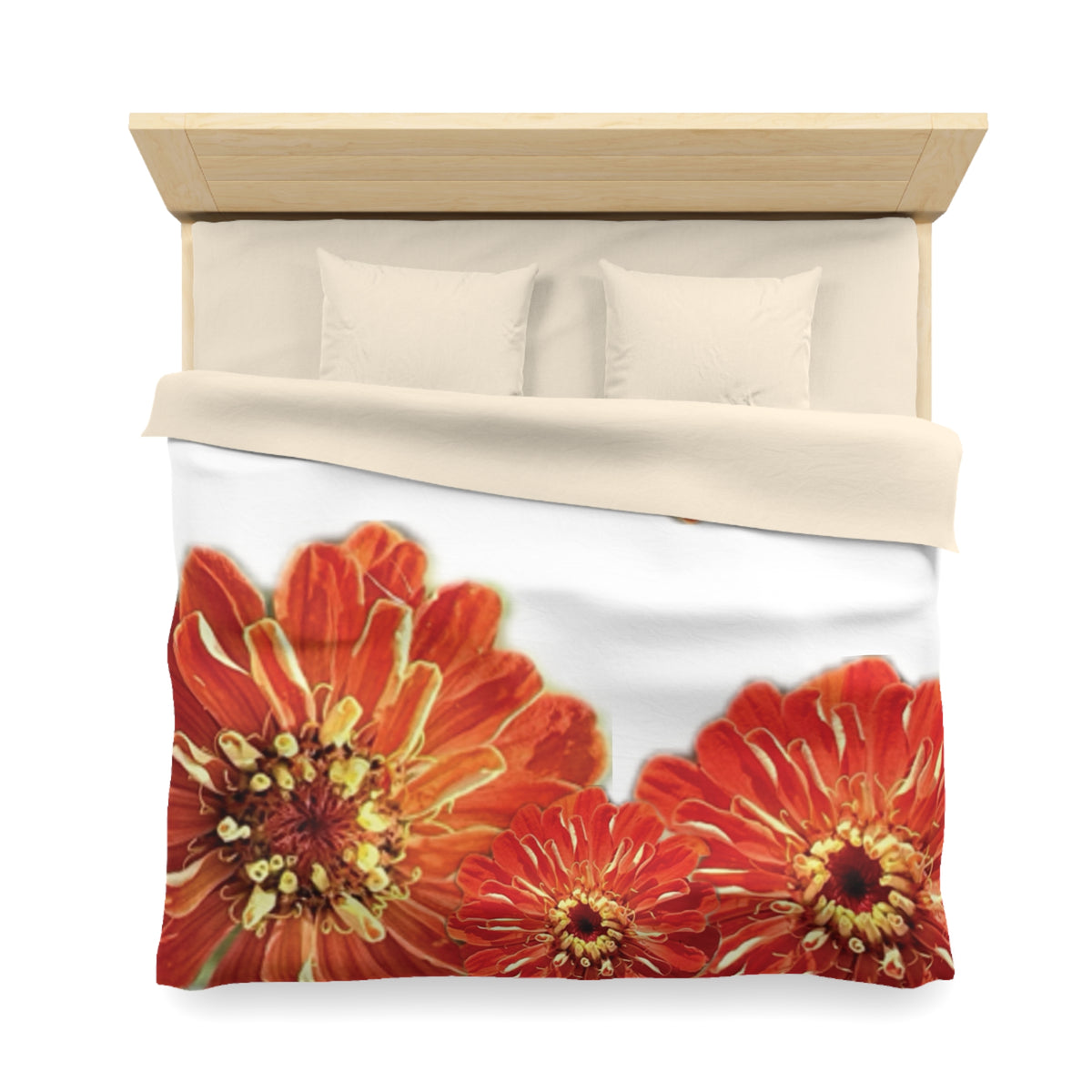 Zinnias In Fire Orange Duvet Cover - Microfiber Duvet Cover - Microfiber