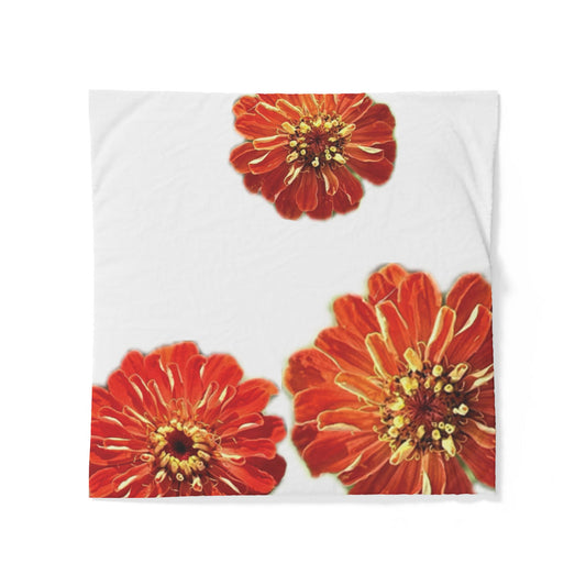 Zinnias In Fire Orange Duvet Cover - Cotton