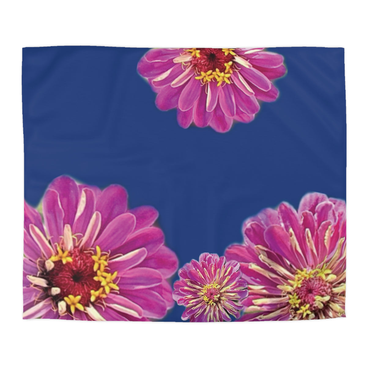Dramatic Zinnia's In Blue Duvet Cover - Microfiber