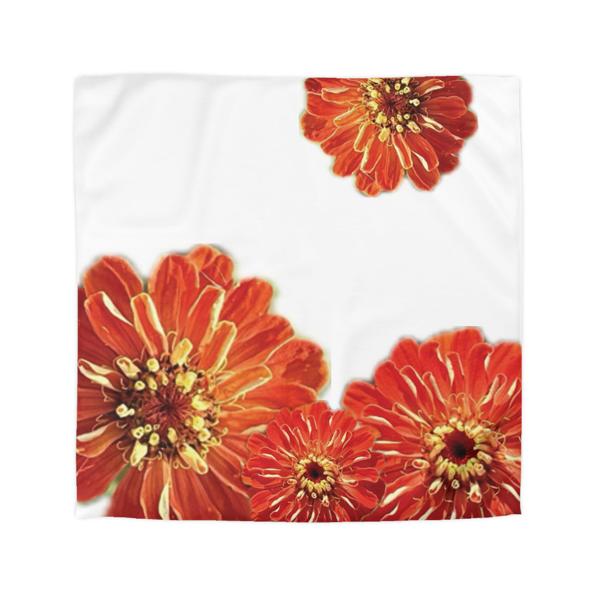 Zinnias In Fire Orange Duvet Cover - Microfiber Duvet Cover - Microfiber