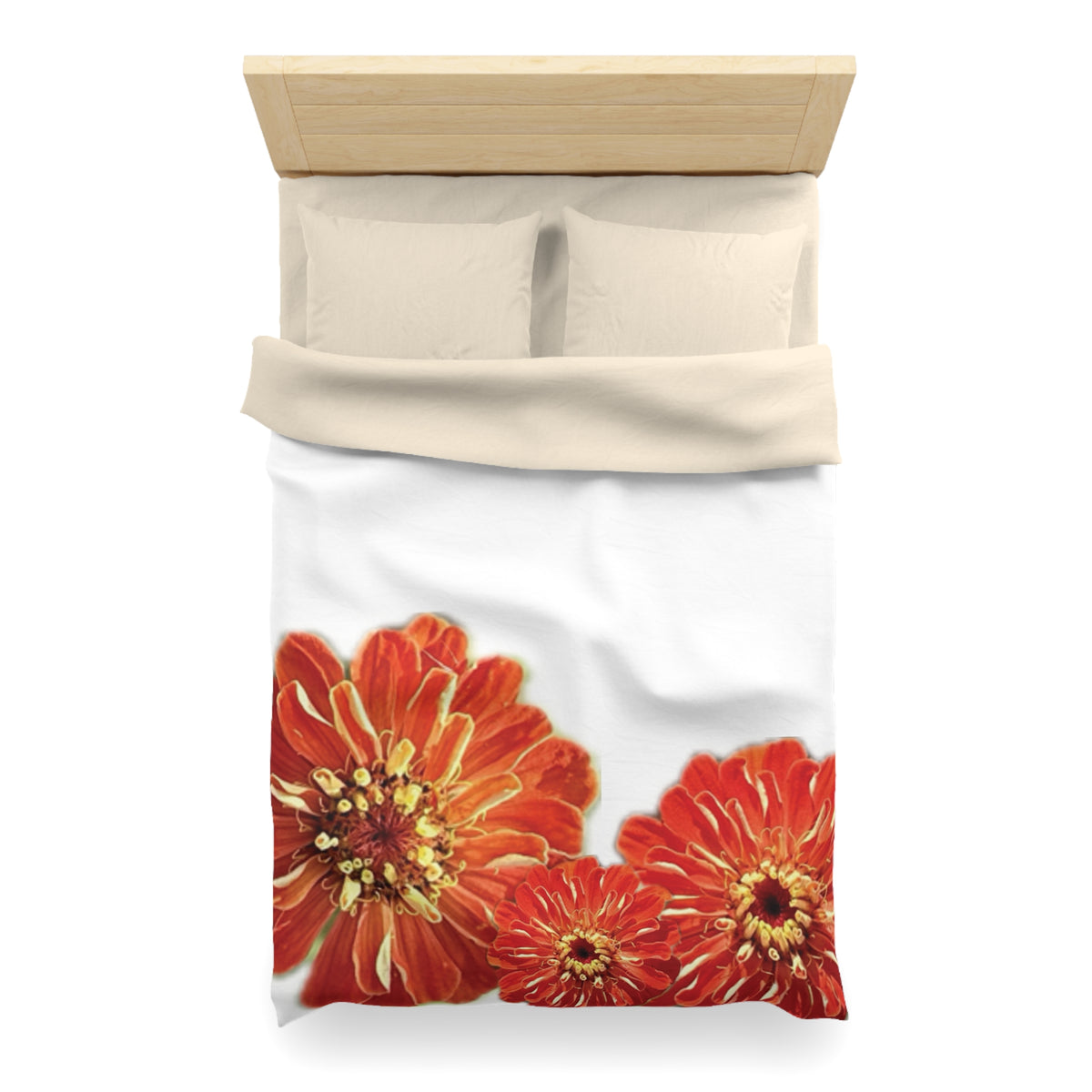 Zinnias In Fire Orange Duvet Cover - Microfiber Duvet Cover - Microfiber