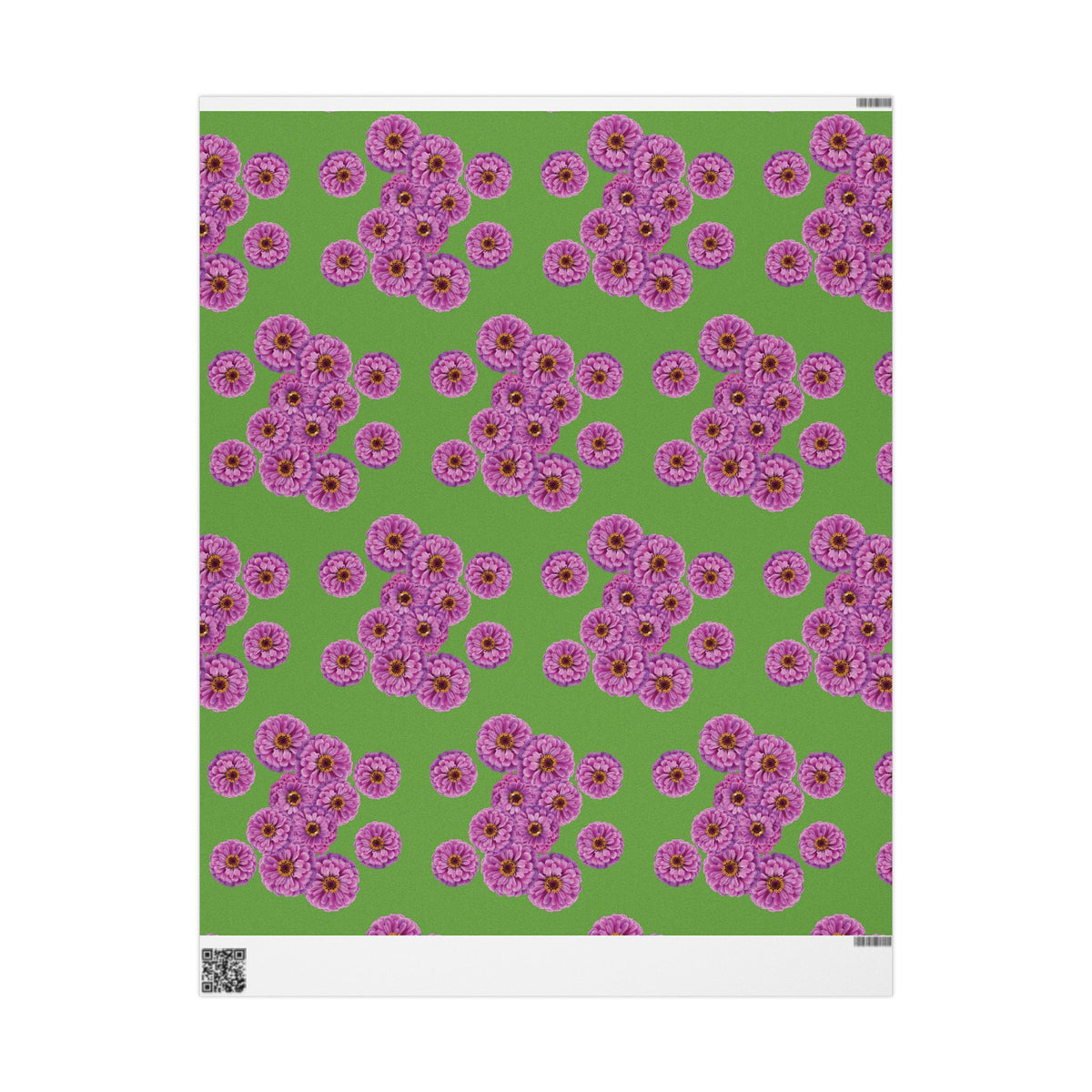 Happy Little Zinnia Wrapping Paper - Green