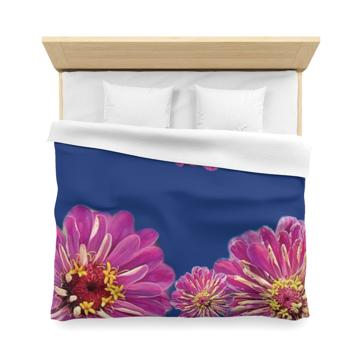 Dramatic Zinnia's In Blue Duvet Cover - Microfiber